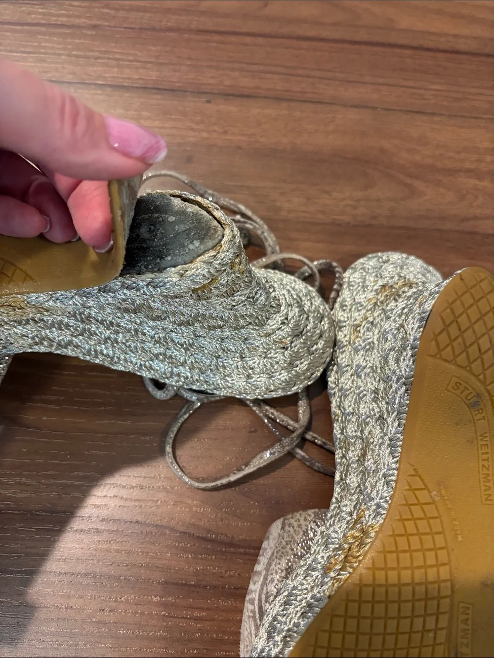 Stuart Whitman Snake-Print Lace-Up Espadrille Sandals in Taupe size 9